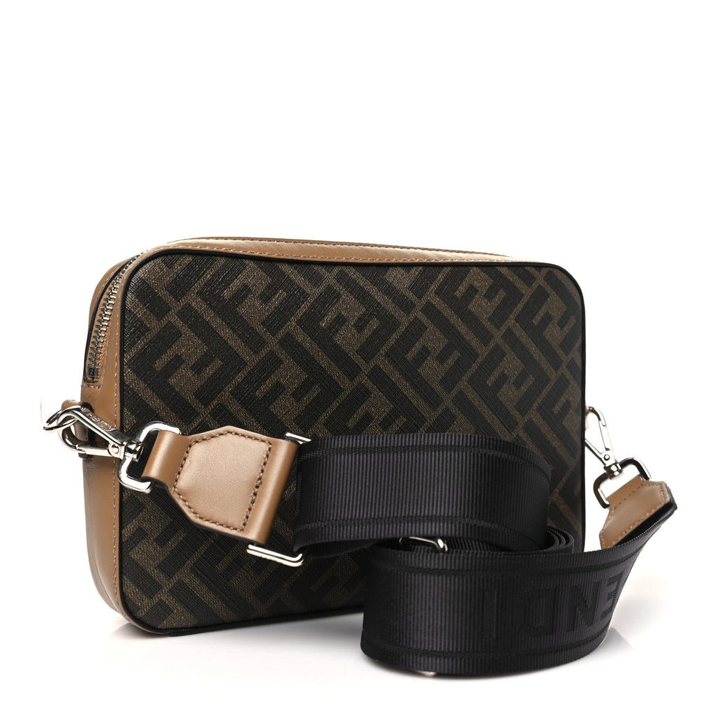 Glazed Fabric Vitello Cover FF 1974 Diagonal Bi-Color Medium Camera Case Tobacco Moro Sand Black
