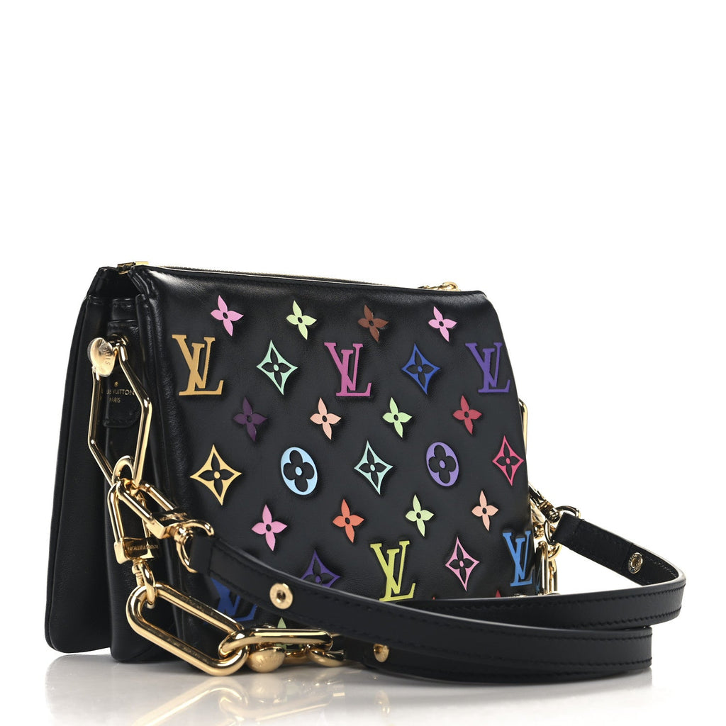 LV X TM Lambskin Embossed Monogram Coussin BB Black Multicolor