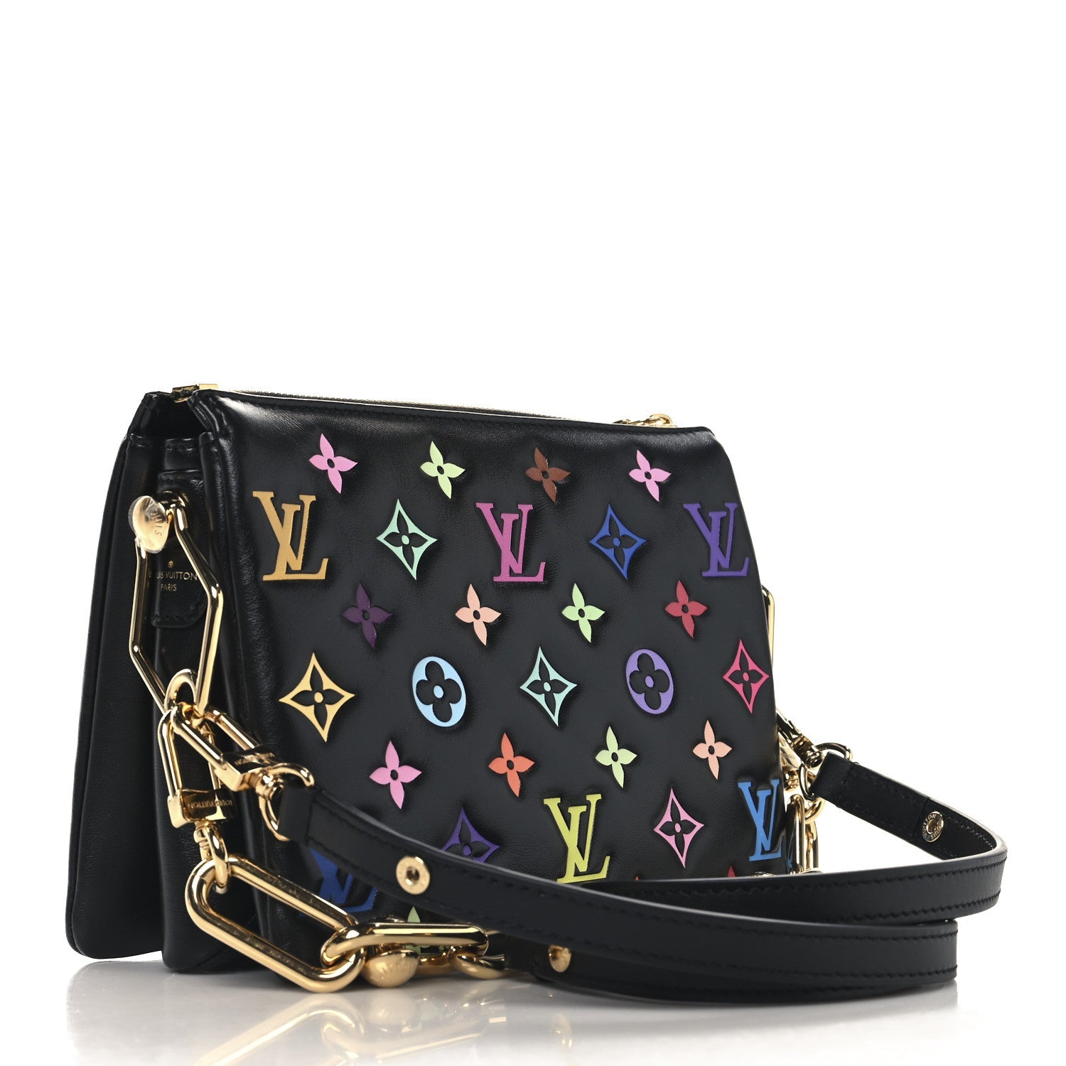 LV X TM Lambskin Embossed Monogram Coussin BB Black Multicolor
