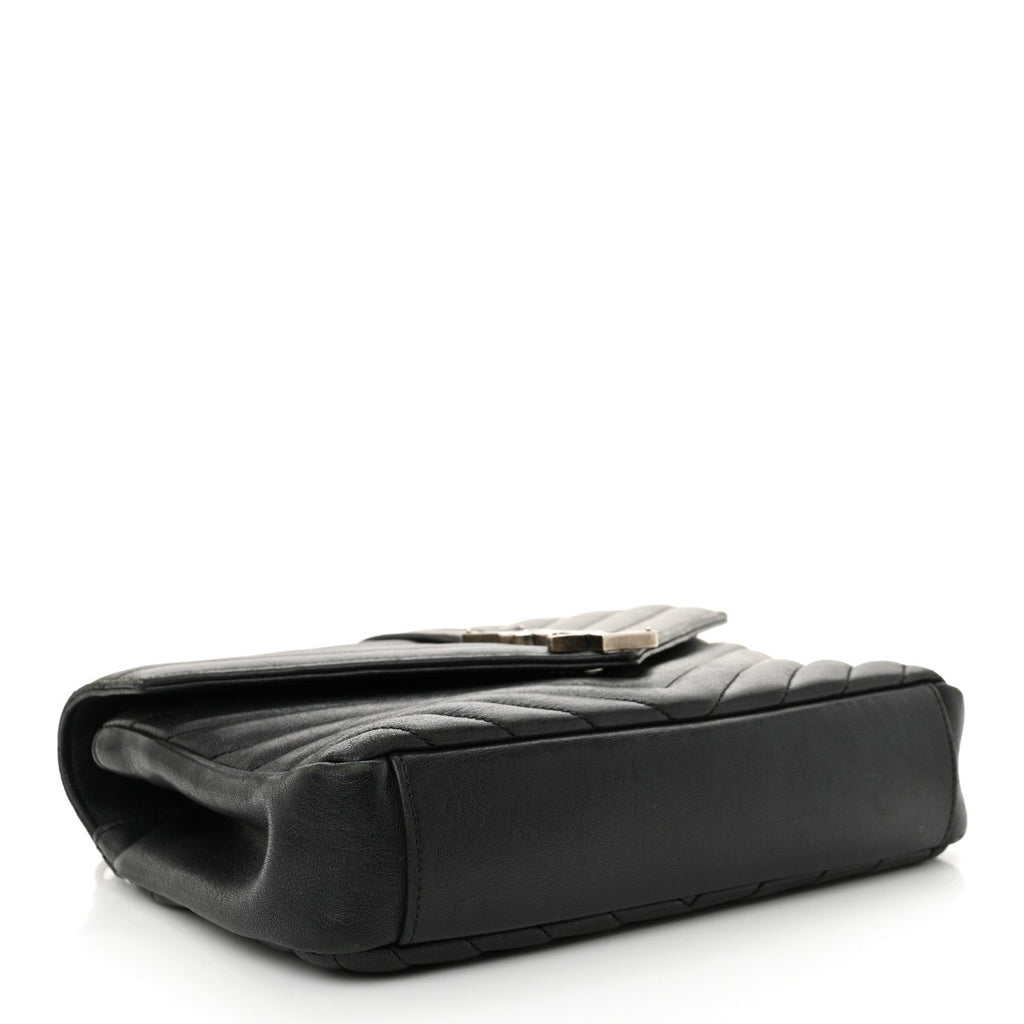 Matelasse Chevron Monogram Medium College Bag Black