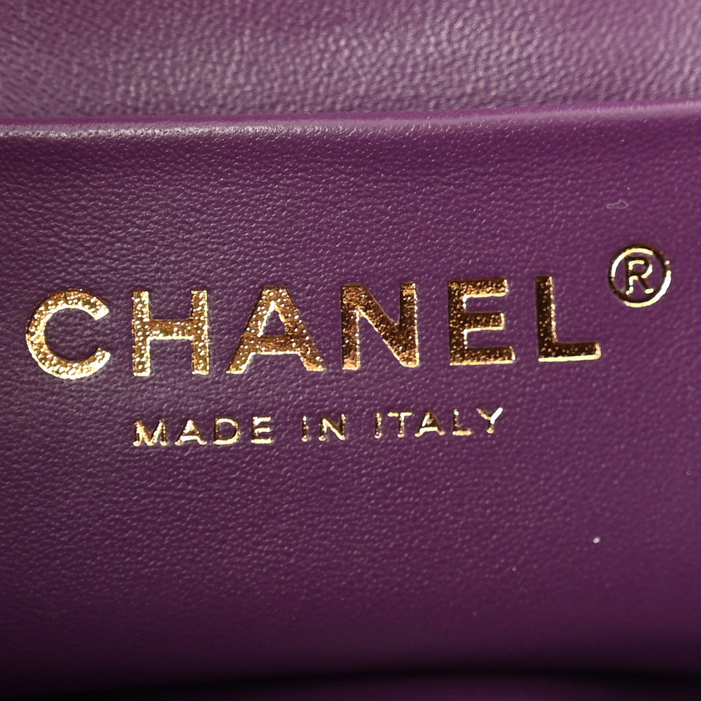 Shearling Lambskin Quilted Small Vanity Case Purple