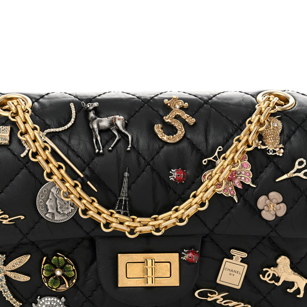 Aged Calfskin Lucky Charms 2.55 Reissue 224 Flap Black