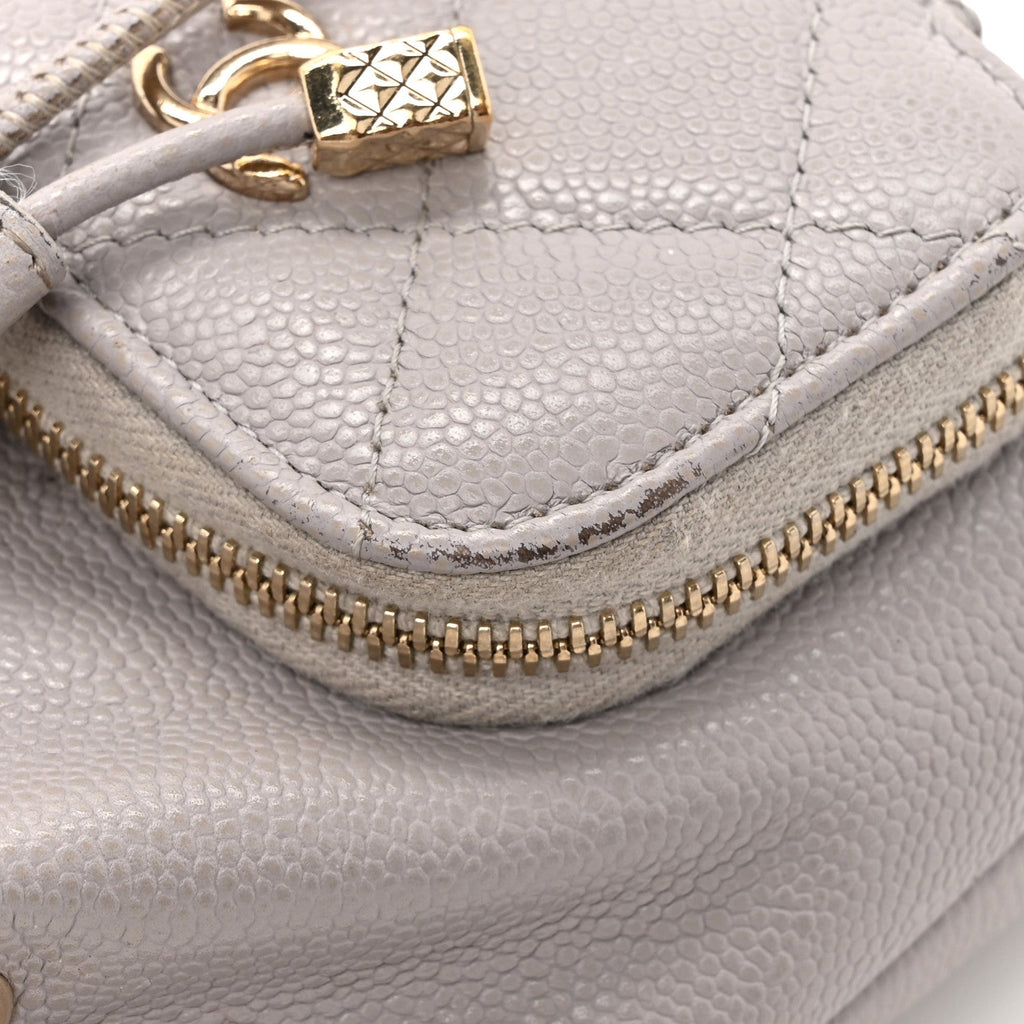 Caviar Quilted Mini CC Pocket Bucket Bag Grey