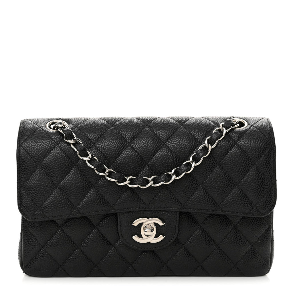 Caviar Quilted Small Double Flap Black
