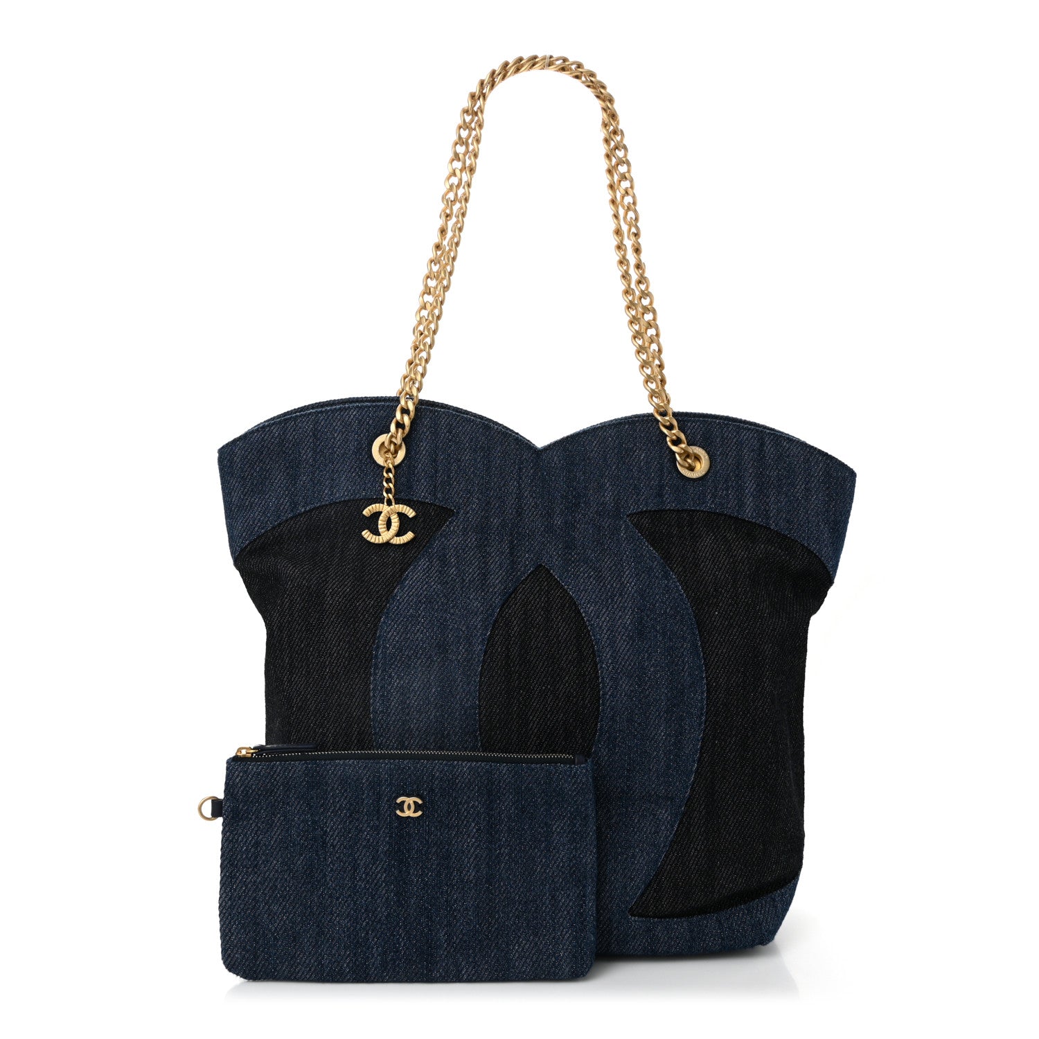 Denim Large Two Tone CC Shopping Blue