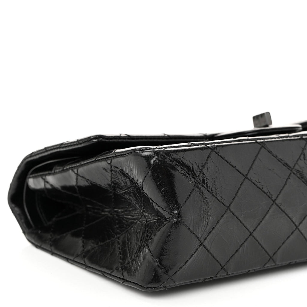 Glazed Aged Calfskin Quilted 2.55 Reissue 225 Flap So Black
