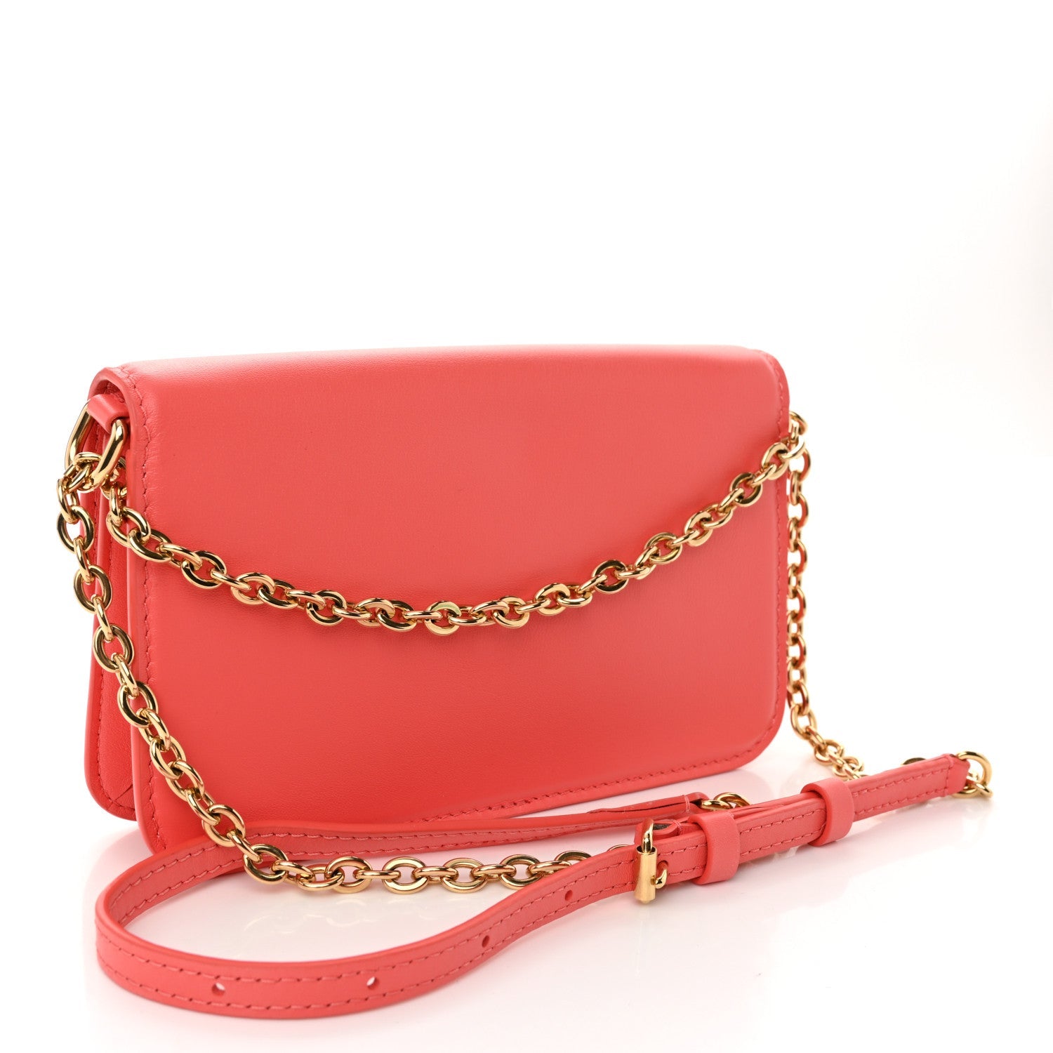 Calfskin Bloom Wallet On Chain Sweet Coral