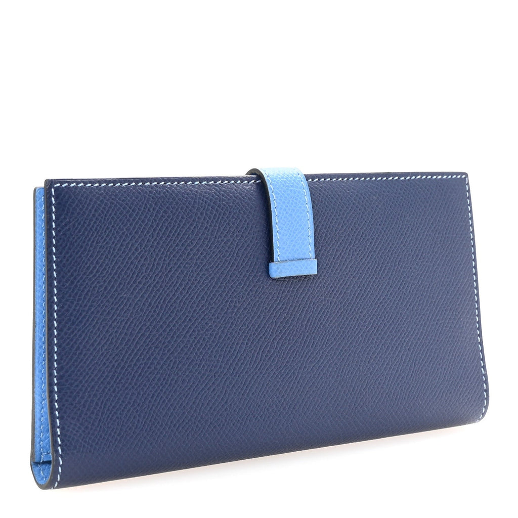 Epsom Bicolor Bearn Gusset Wallet Bleu Saphir Bleu Paradis