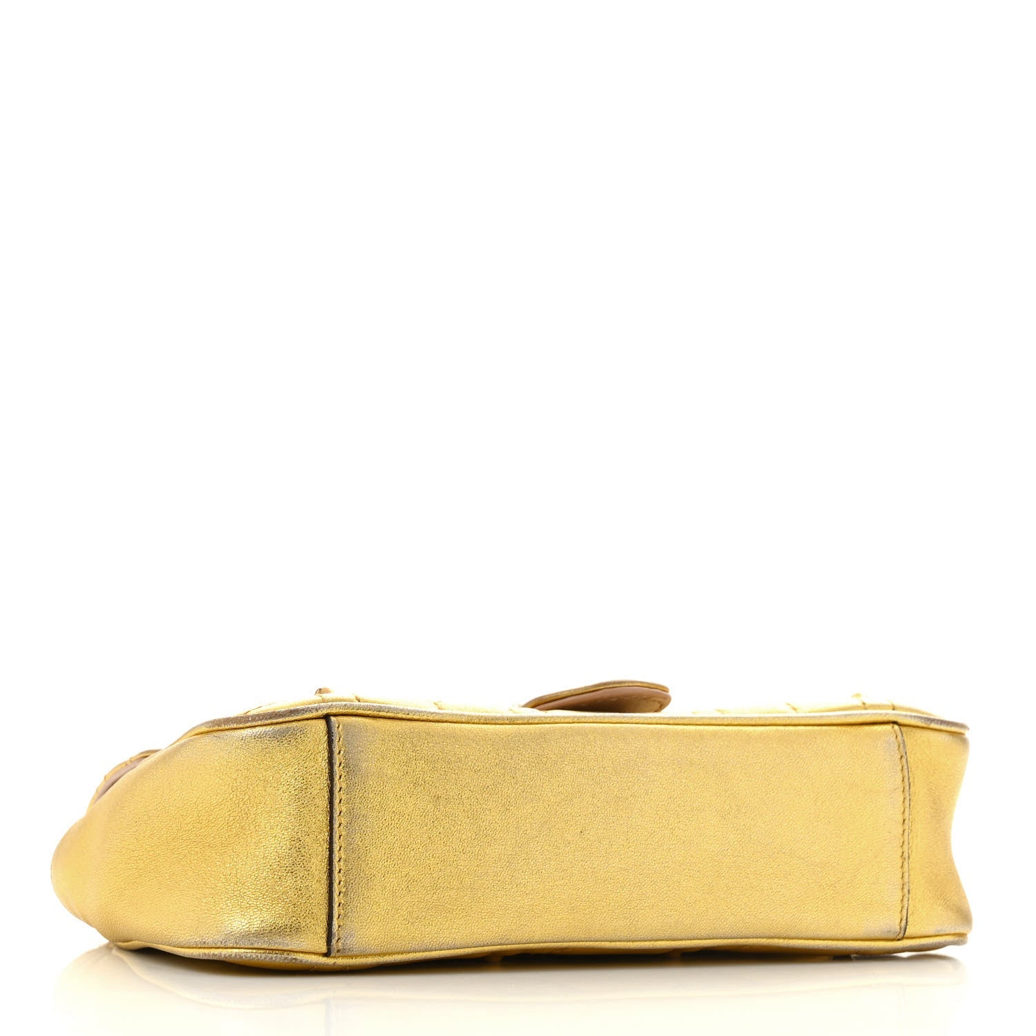 Metallic Calfskin Matelasse Studded Mini Pearly GG Marmont Shoulder Bag Gold