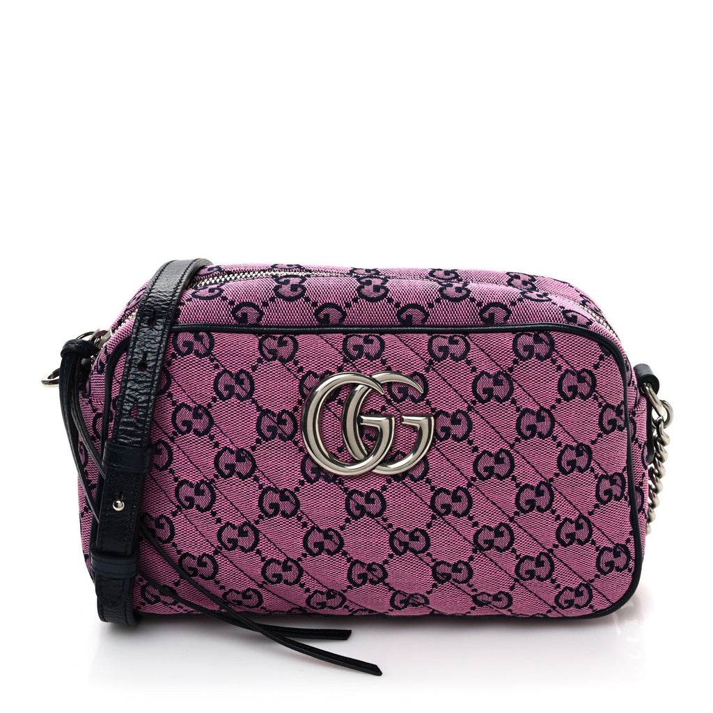 Monogram Multicolor Matelasse Diagonal Small GG Marmont Chain Shoulder Bag Pink Blue