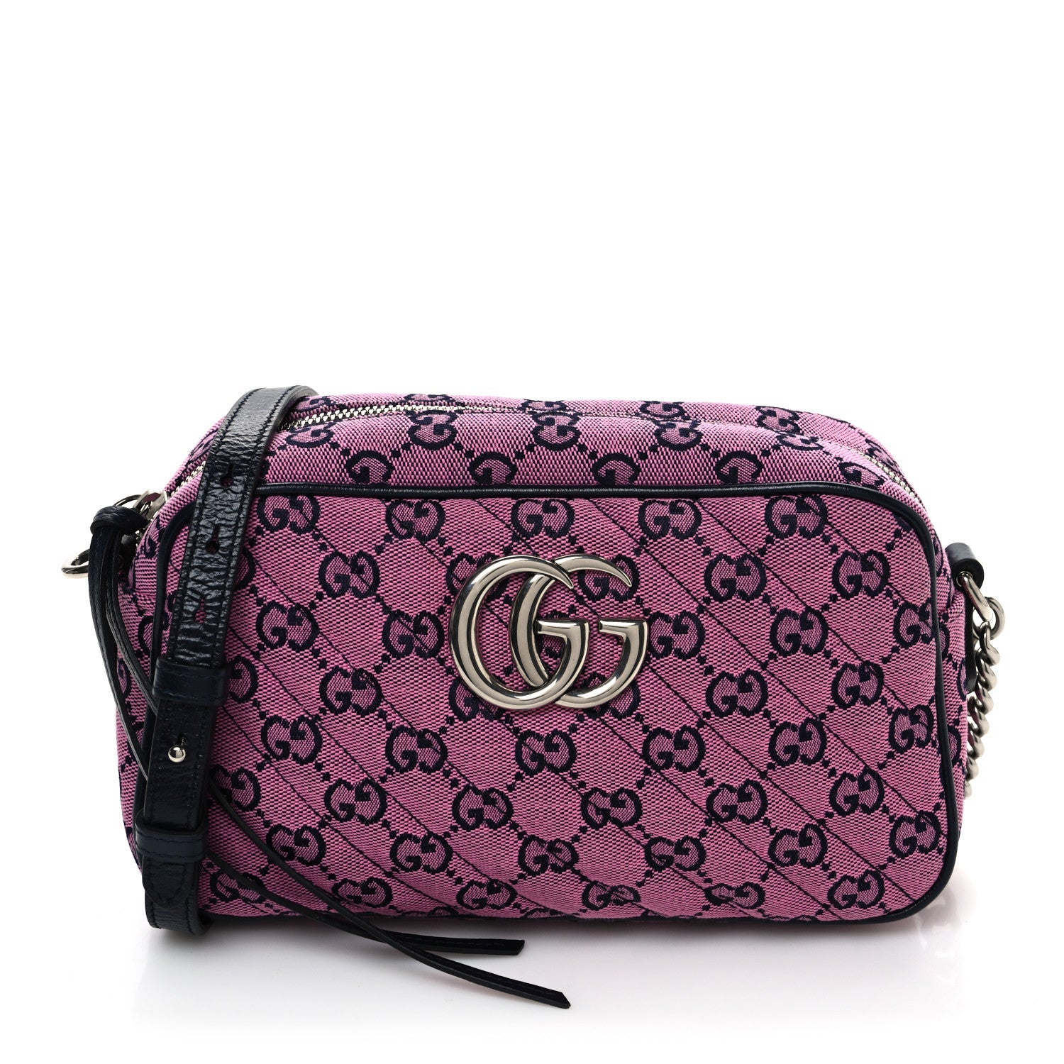 Monogram Multicolor Matelasse Diagonal Small GG Marmont Chain Shoulder Bag Pink Blue