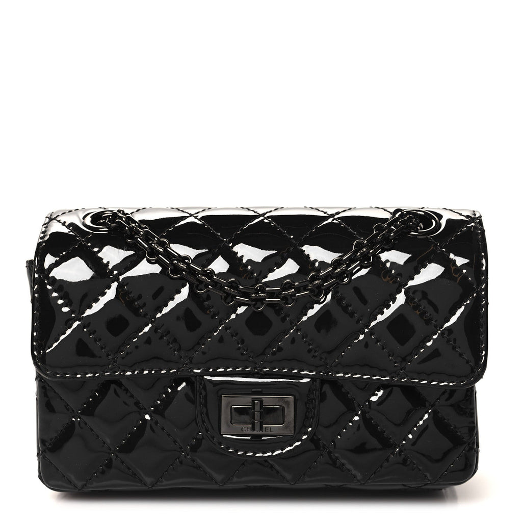 Patent Calfskin Quilted 2.55 Reissue Mini Flap So Black