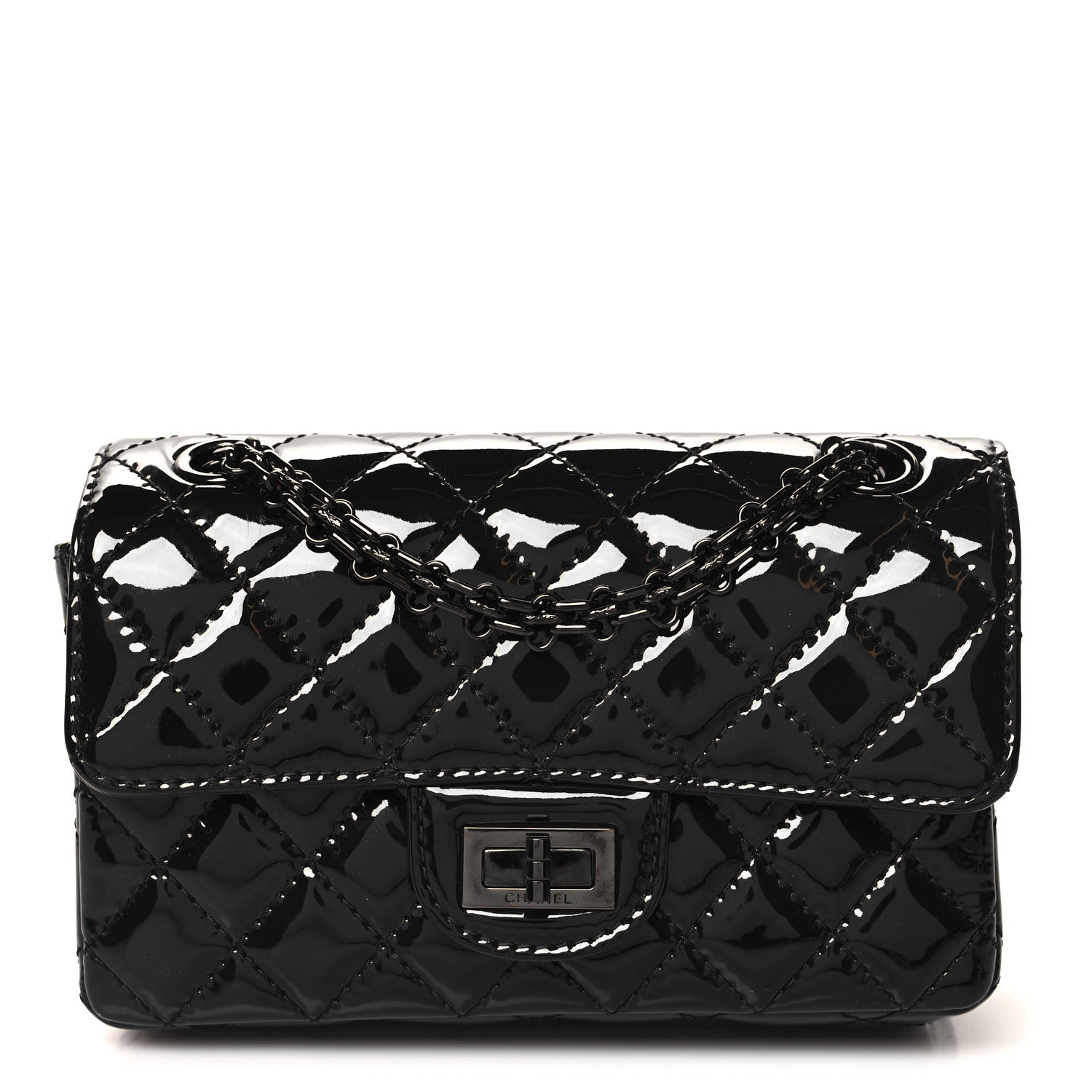 Patent Calfskin Quilted 2.55 Reissue Mini Flap So Black