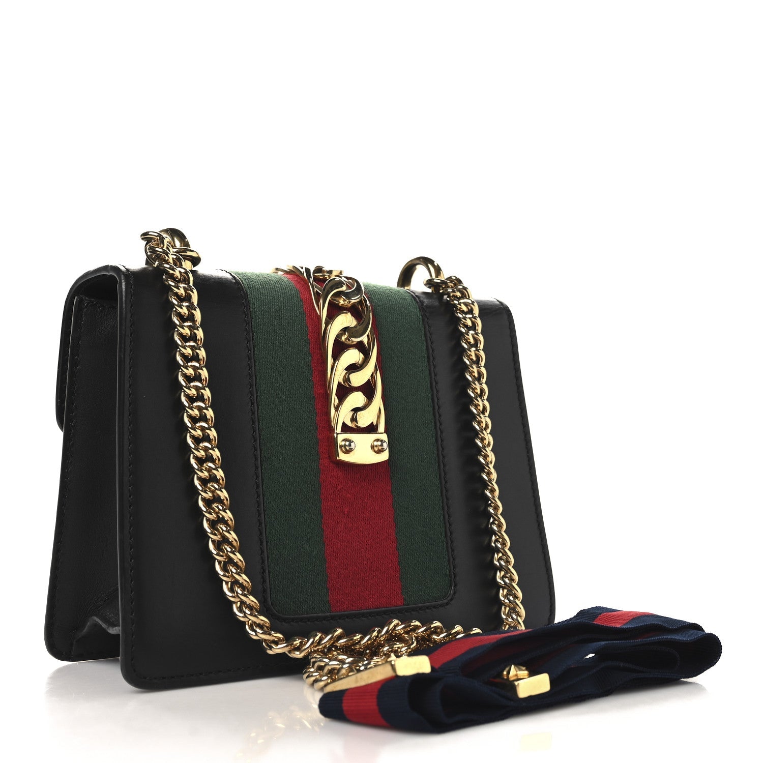 Calfskin Mini Sylvie Chain Shoulder Bag Black