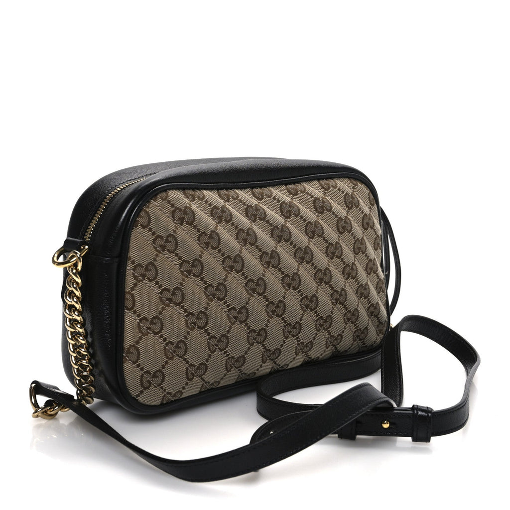 Monogram Matelasse Diagonal Small GG Marmont Chain Shoulder Bag Beige Black