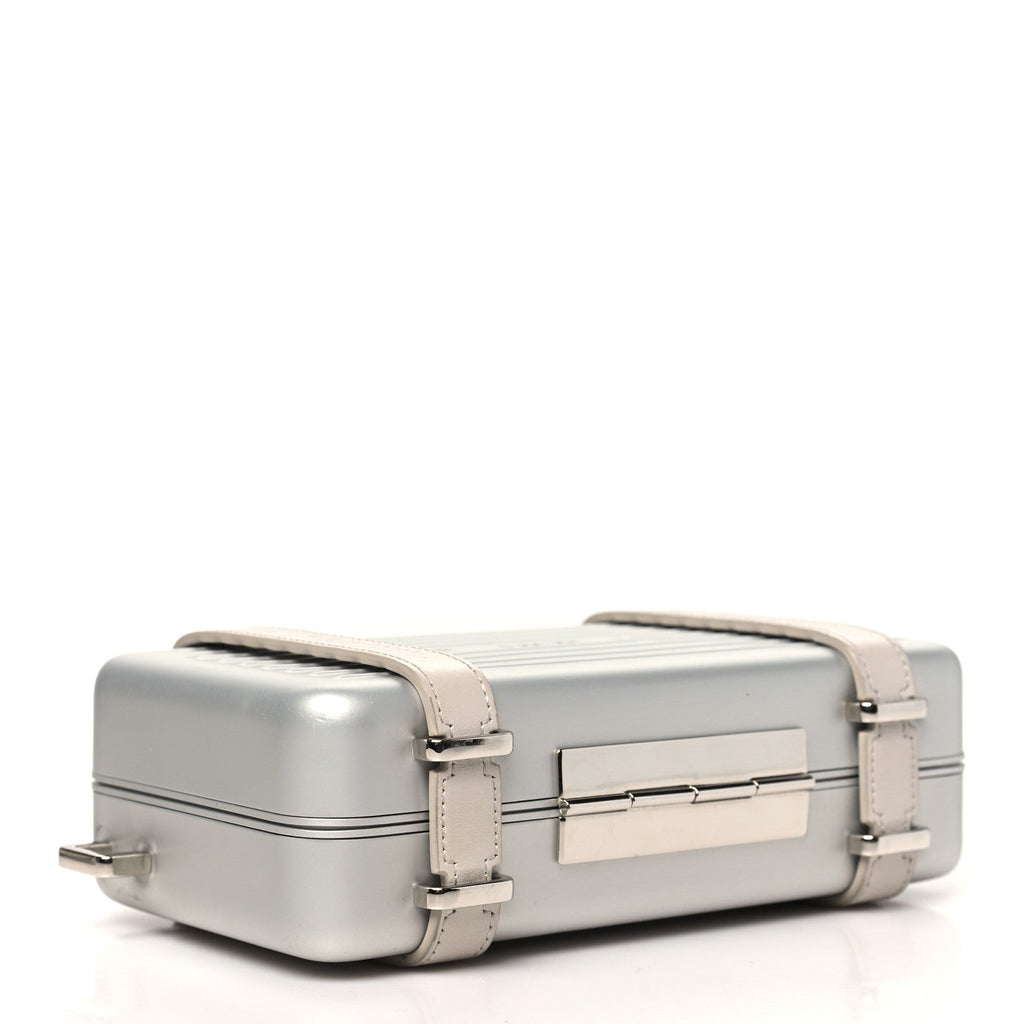 X RIMOWA Aluminum Personal Clutch On Strap Silver