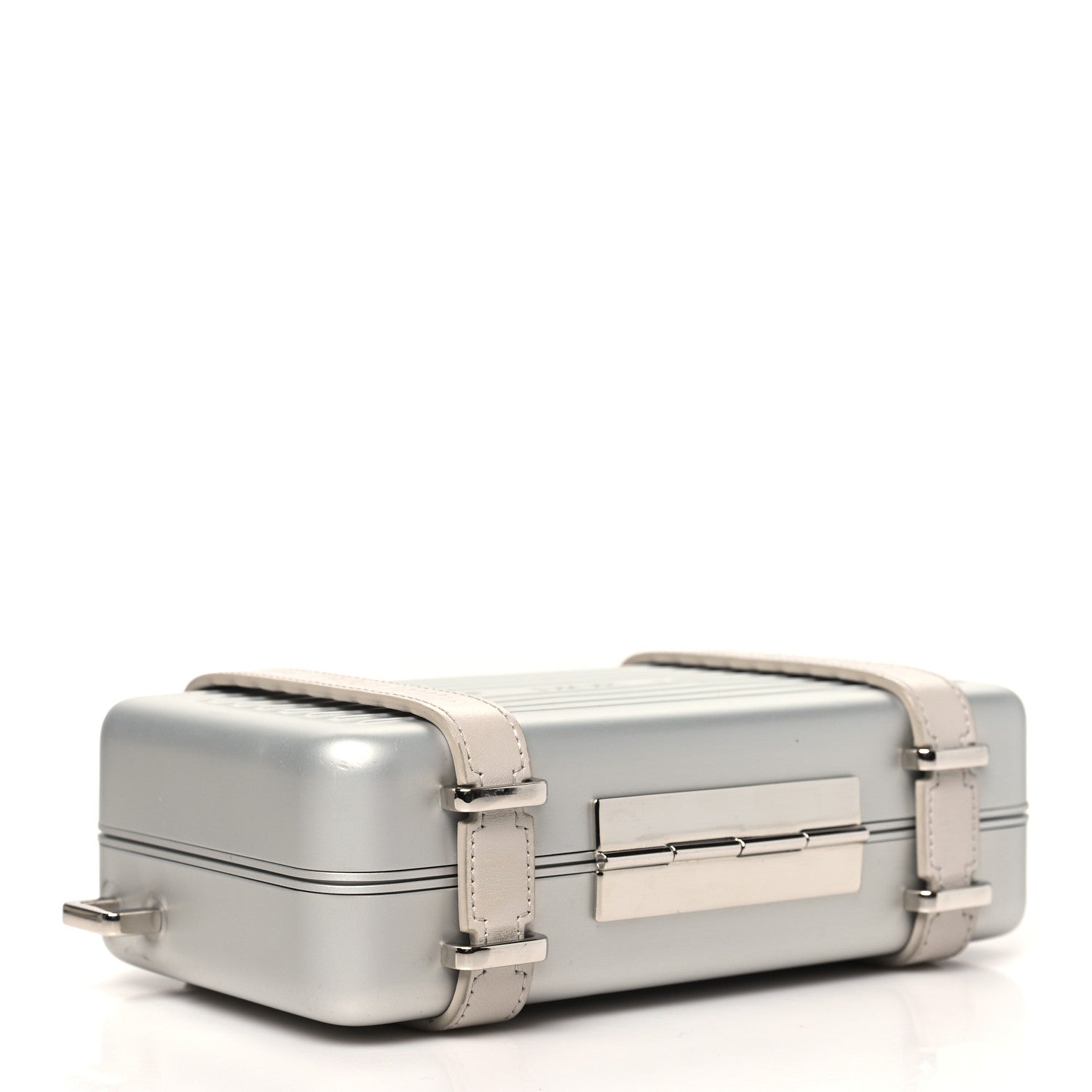 X RIMOWA Aluminum Personal Clutch On Strap Silver