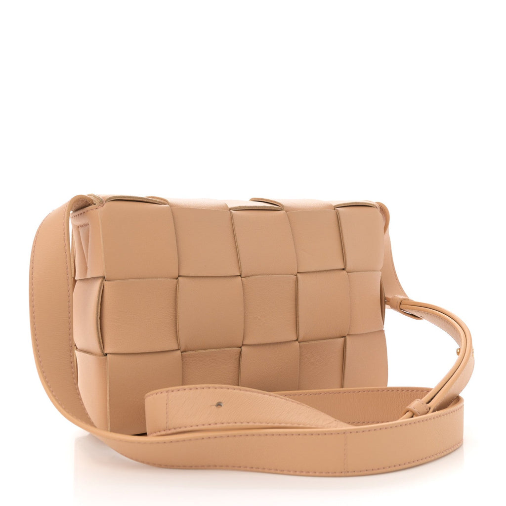 Lambskin Maxi Intrecciato Cassette Crossbody Bag Almond