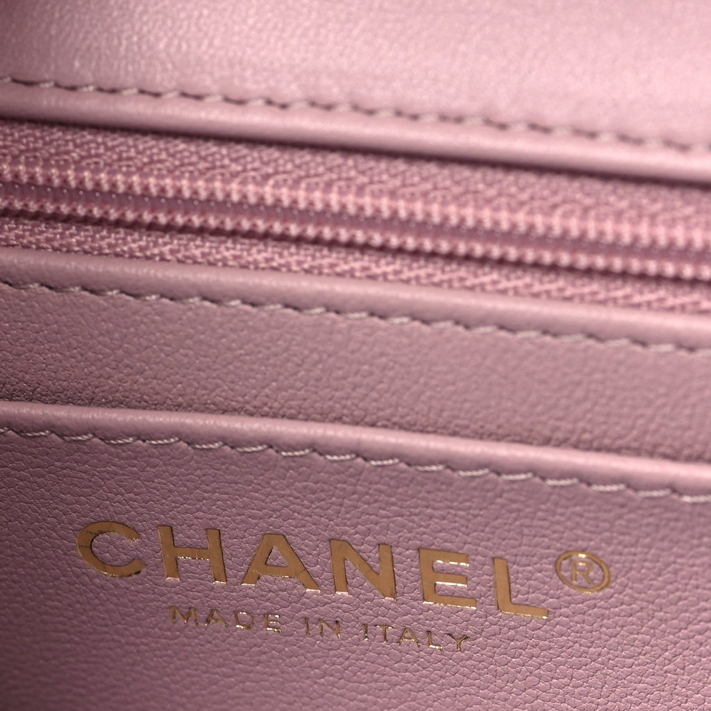 Lambskin Quilted Mini Top Handle Rectangular Flap Light Pink