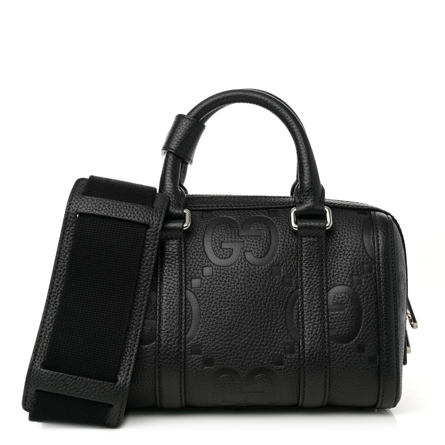 Piuma Calfskin Jumbo GG Embossed Mini Duffle Bag Black