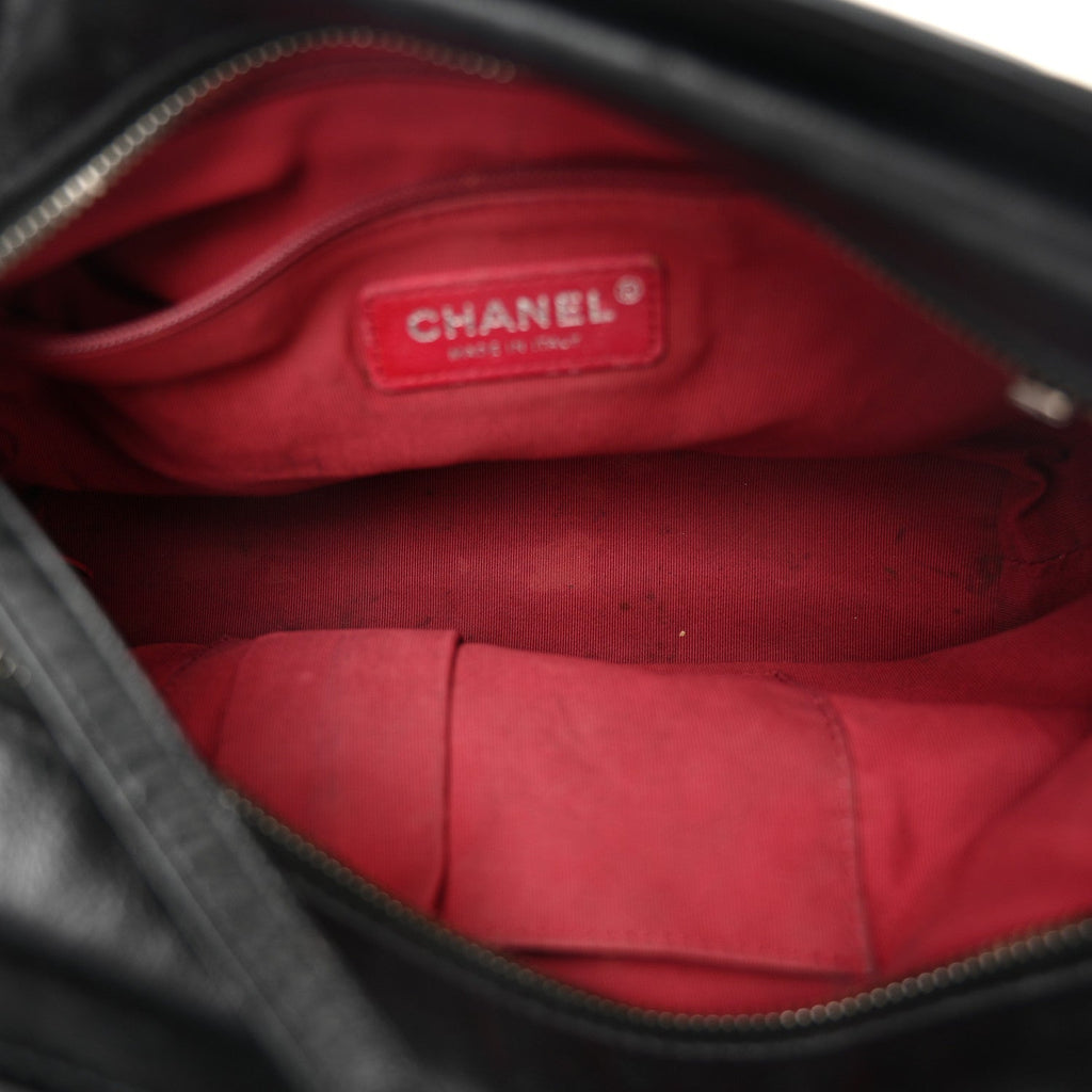 Aged Calfskin Quilted Small Gabrielle Logo Hobo Black