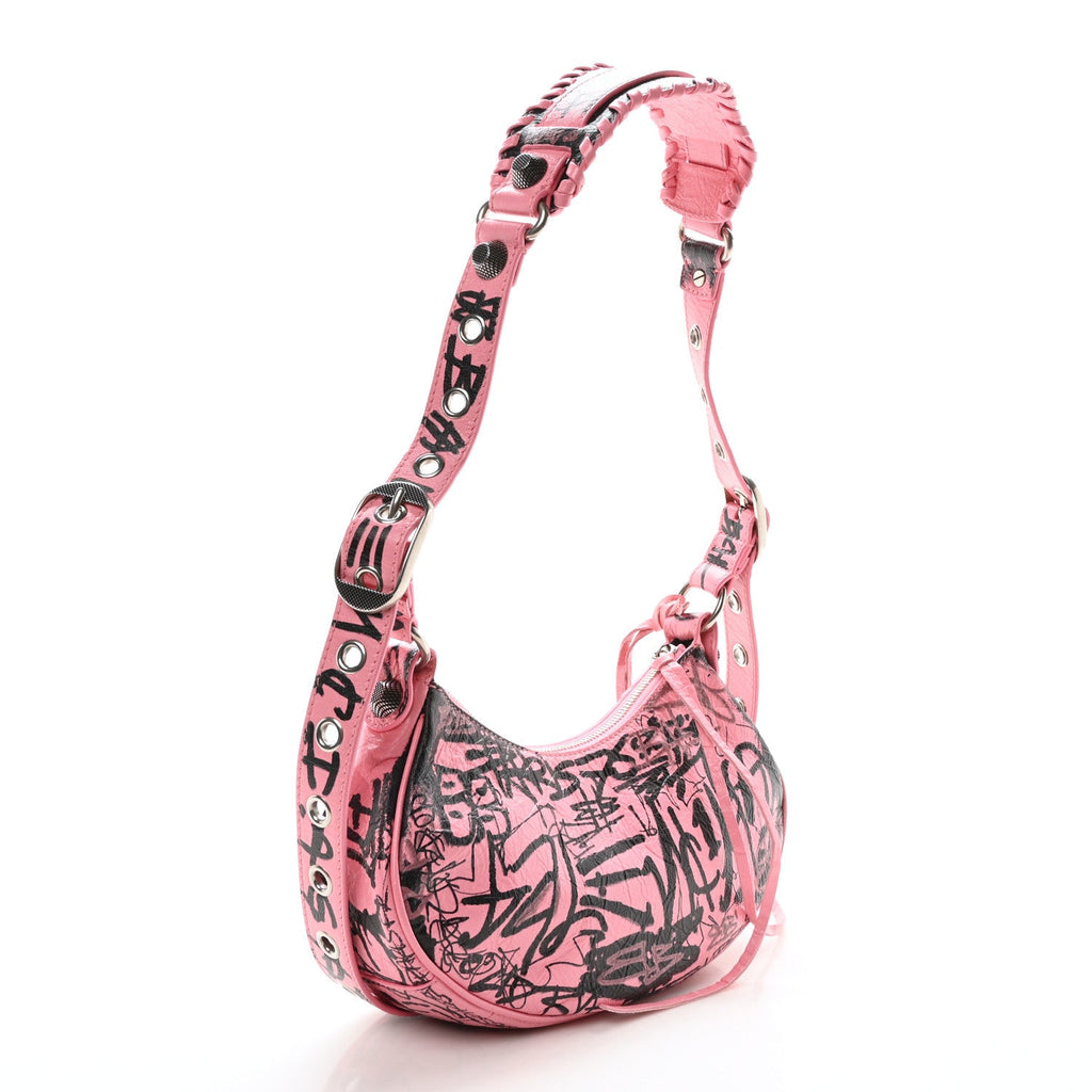 Agneau Arena Graffiti Le Cagole Shoulder Bag XS Sweet Pink