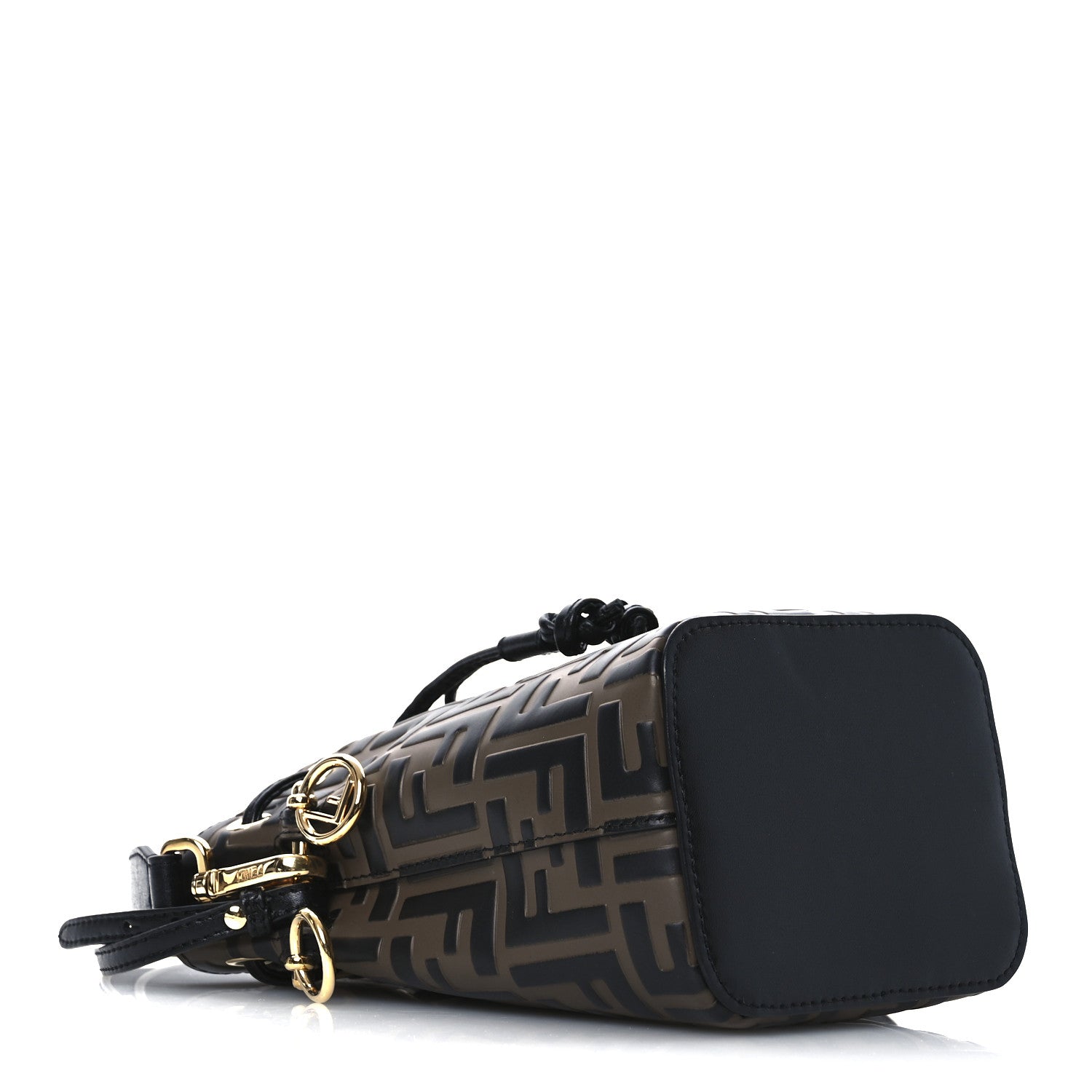 Vitello Liberty F is Fendi Bi-Color FF 1974 Embossed Mini Mon Tresor Bucket Bag Maya Black