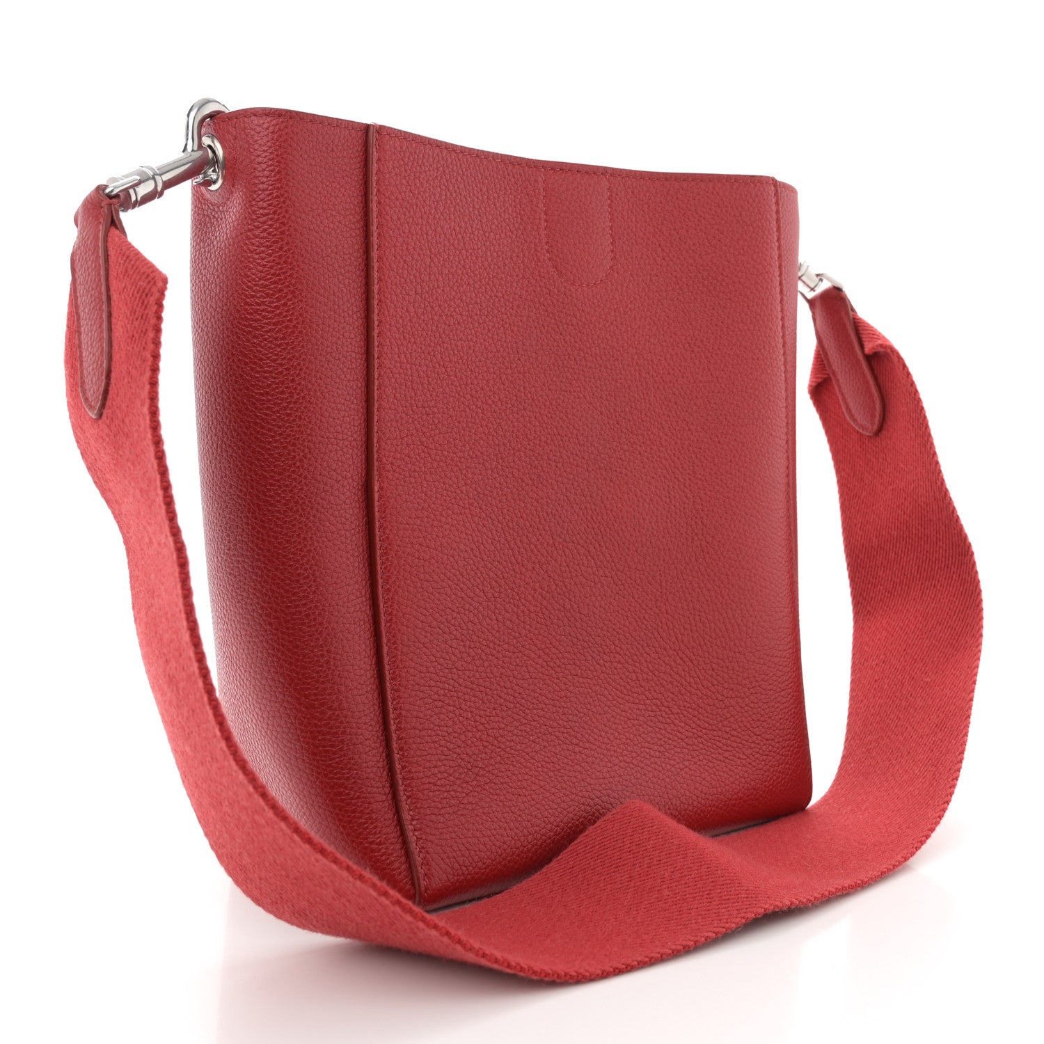 Soft Grained Calfskin Sangle Bucket Bag Red