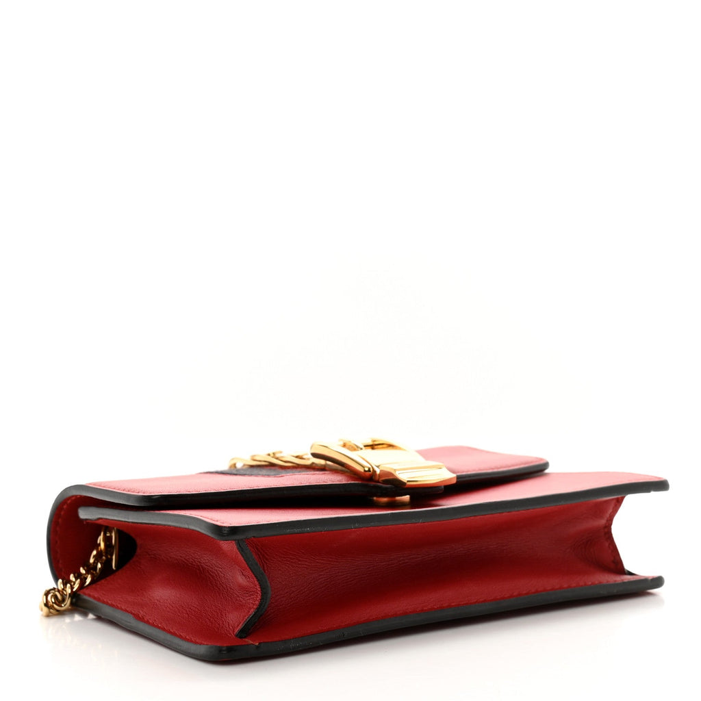 Calfskin Super Mini Sylvie Chain Shoulder Bag Hibiscus Red