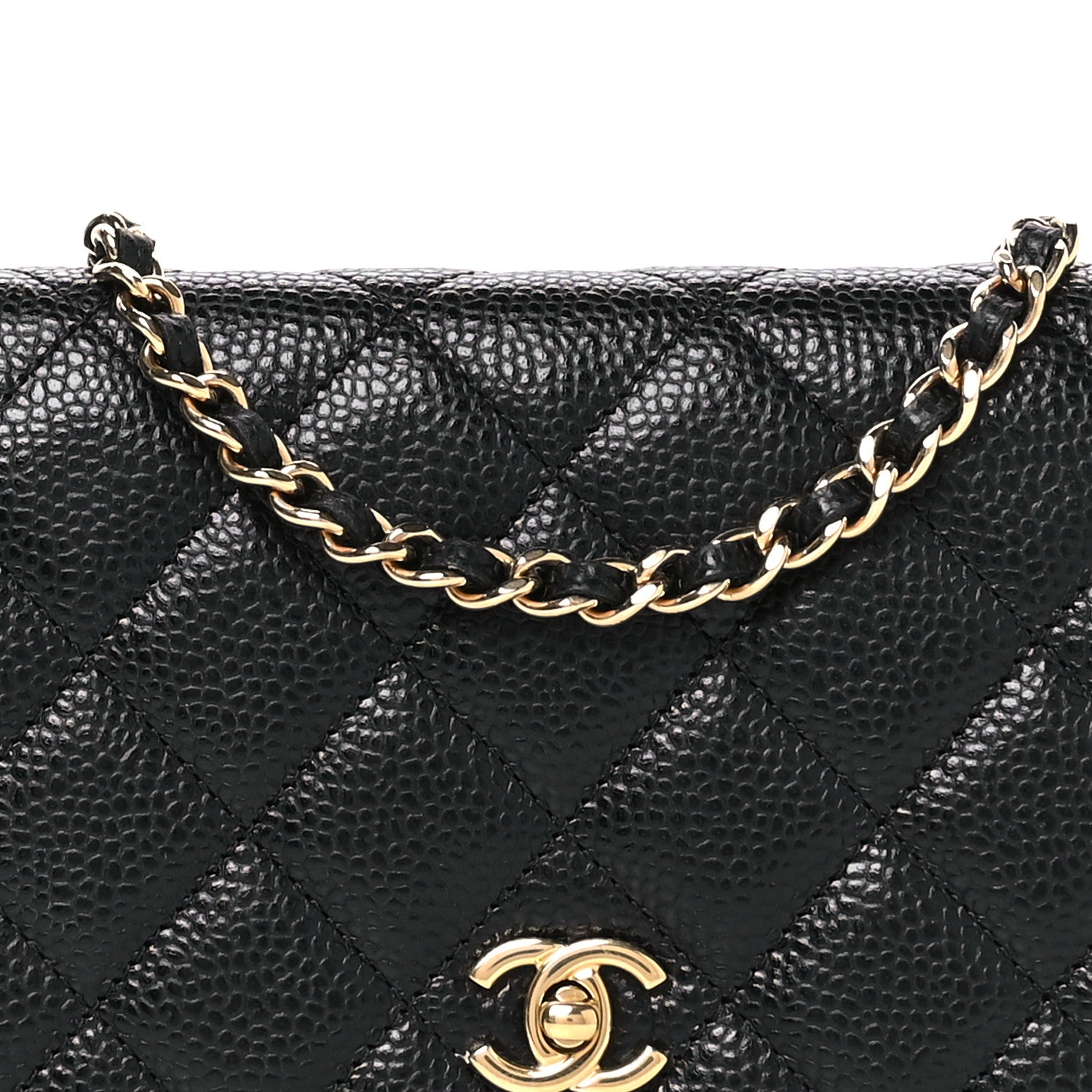Caviar Quilted CC Turnlock Wallet On Chain WOC Black