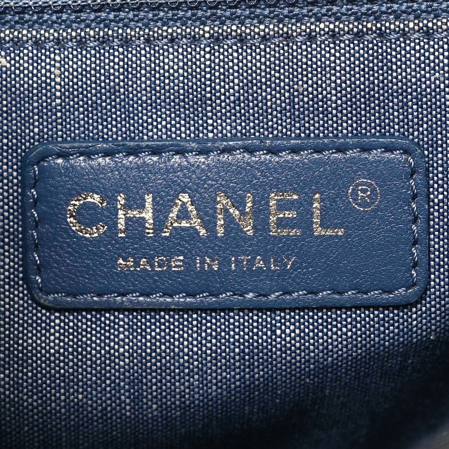 Denim Quilted Medium Graphic Flap Light Blue
