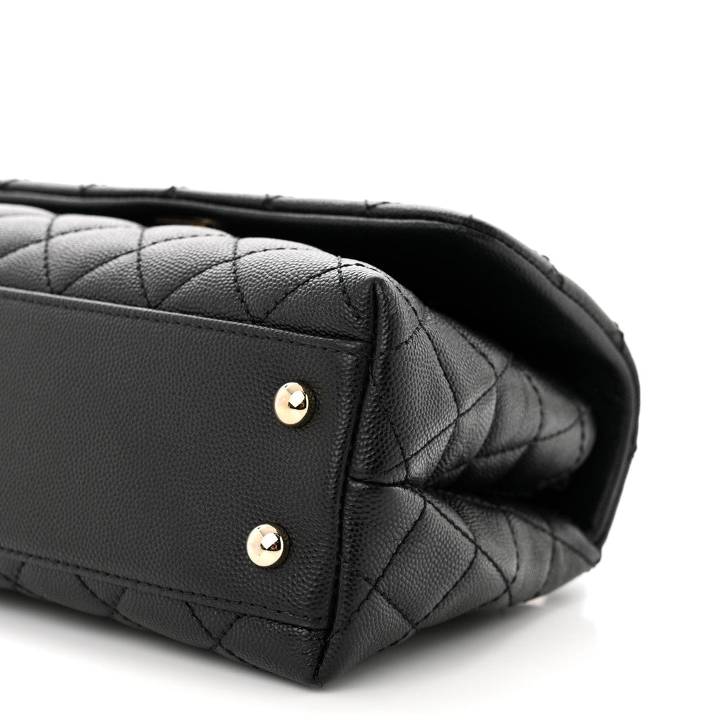 Caviar Quilted Mini Coco Handle Flap Black