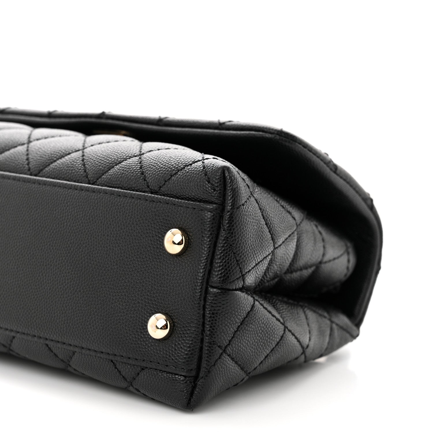 Caviar Quilted Mini Coco Handle Flap Black