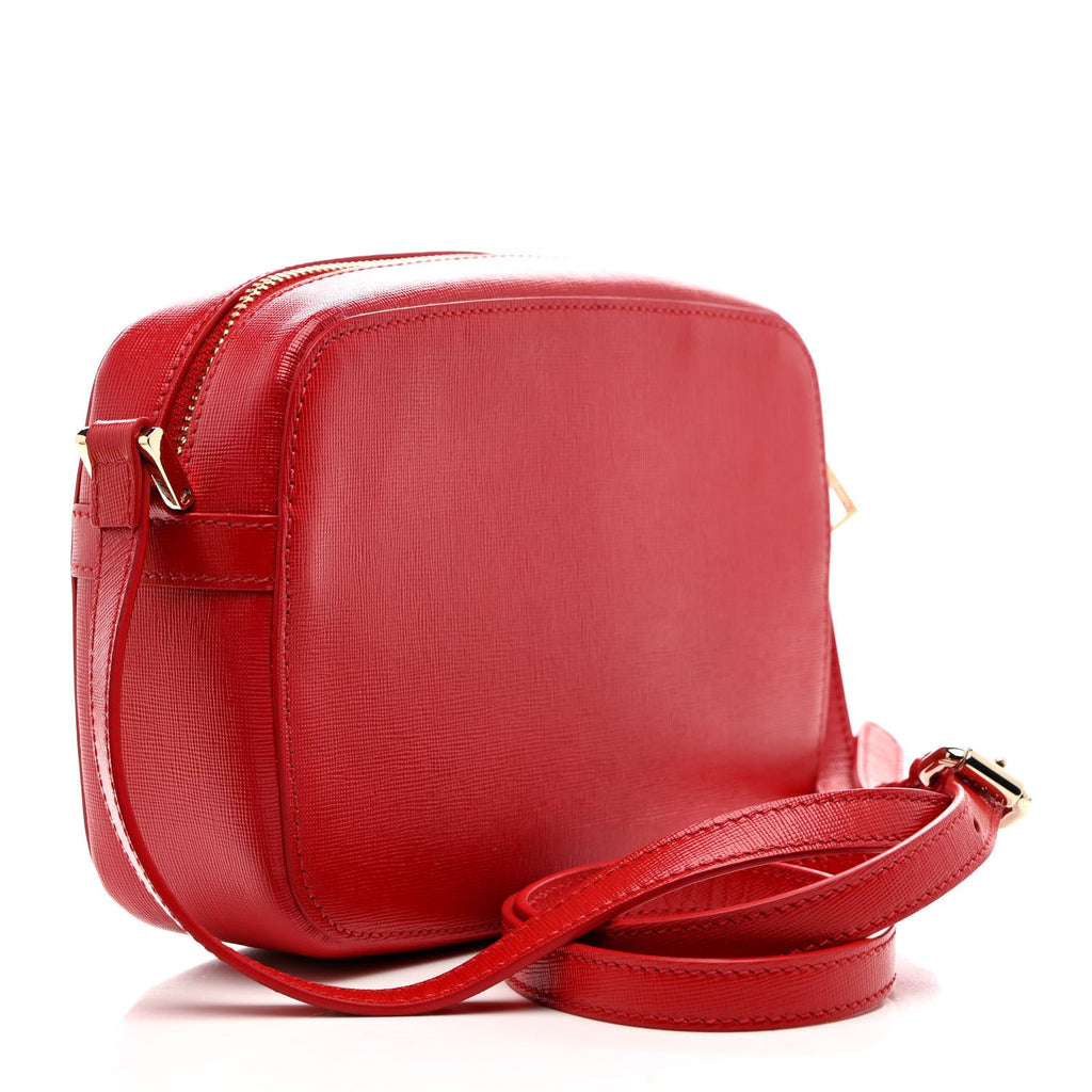 Grained Calfskin Medusa Camera Bag Red