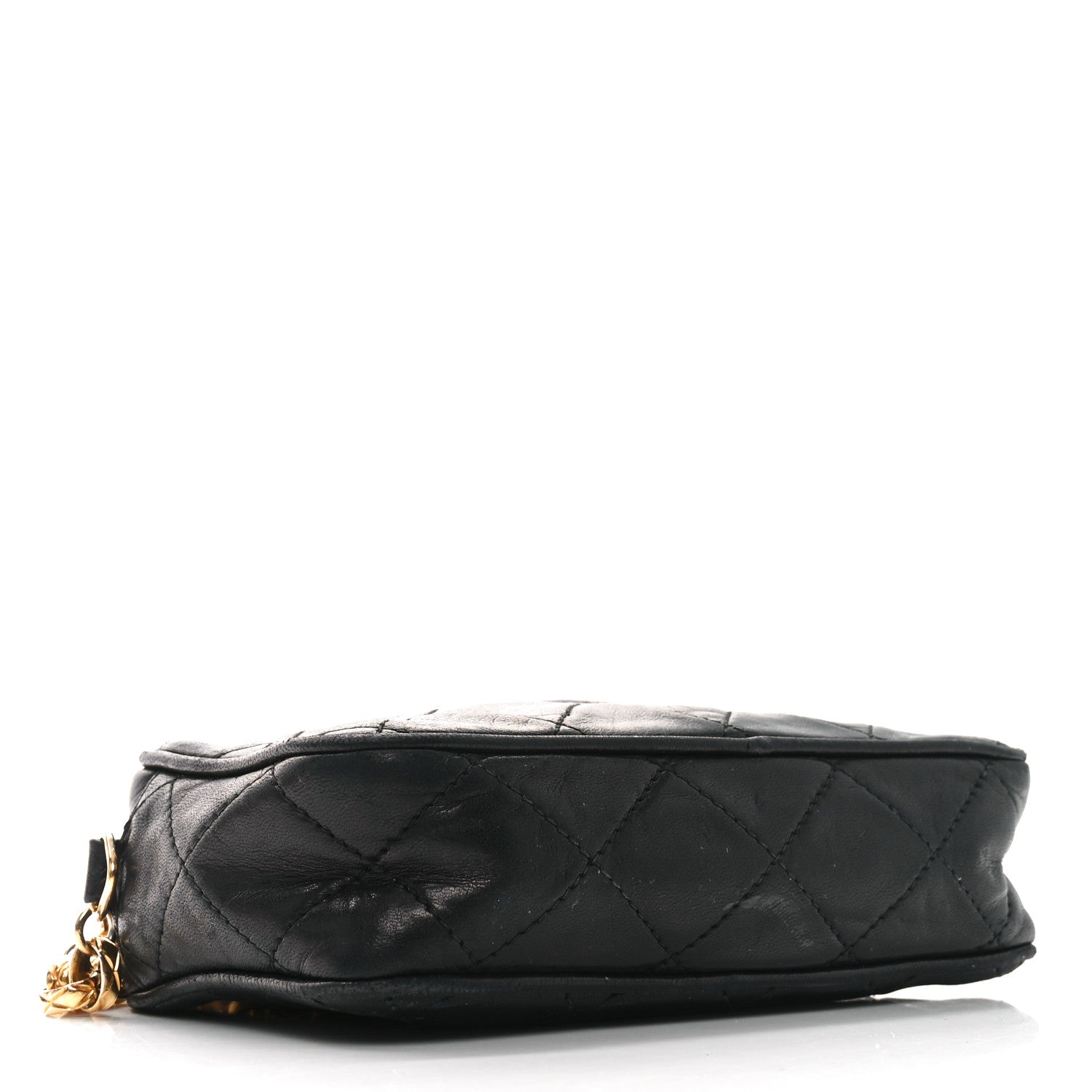 Lambskin Quilted Tassel Camera Case Black