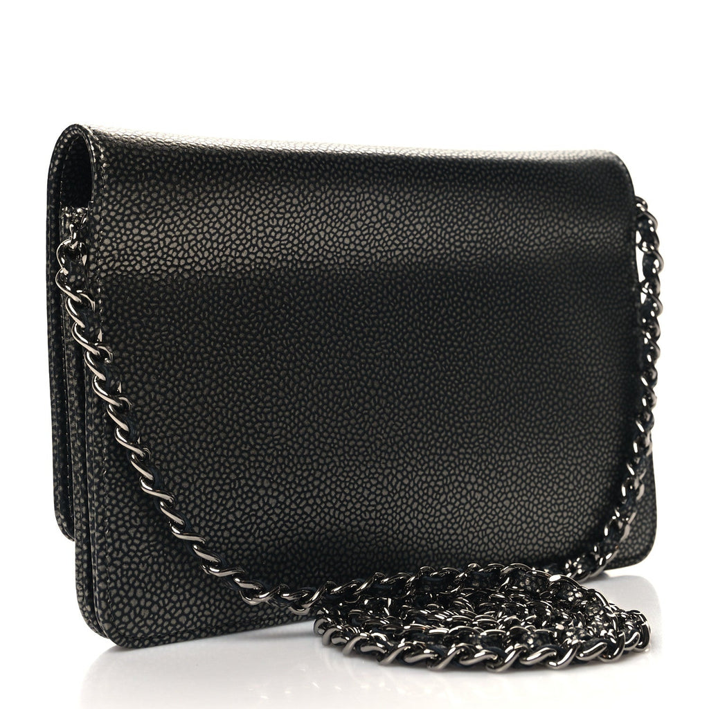 Metallic Caviar Timeless CC Wallet On Chain WOC Grey
