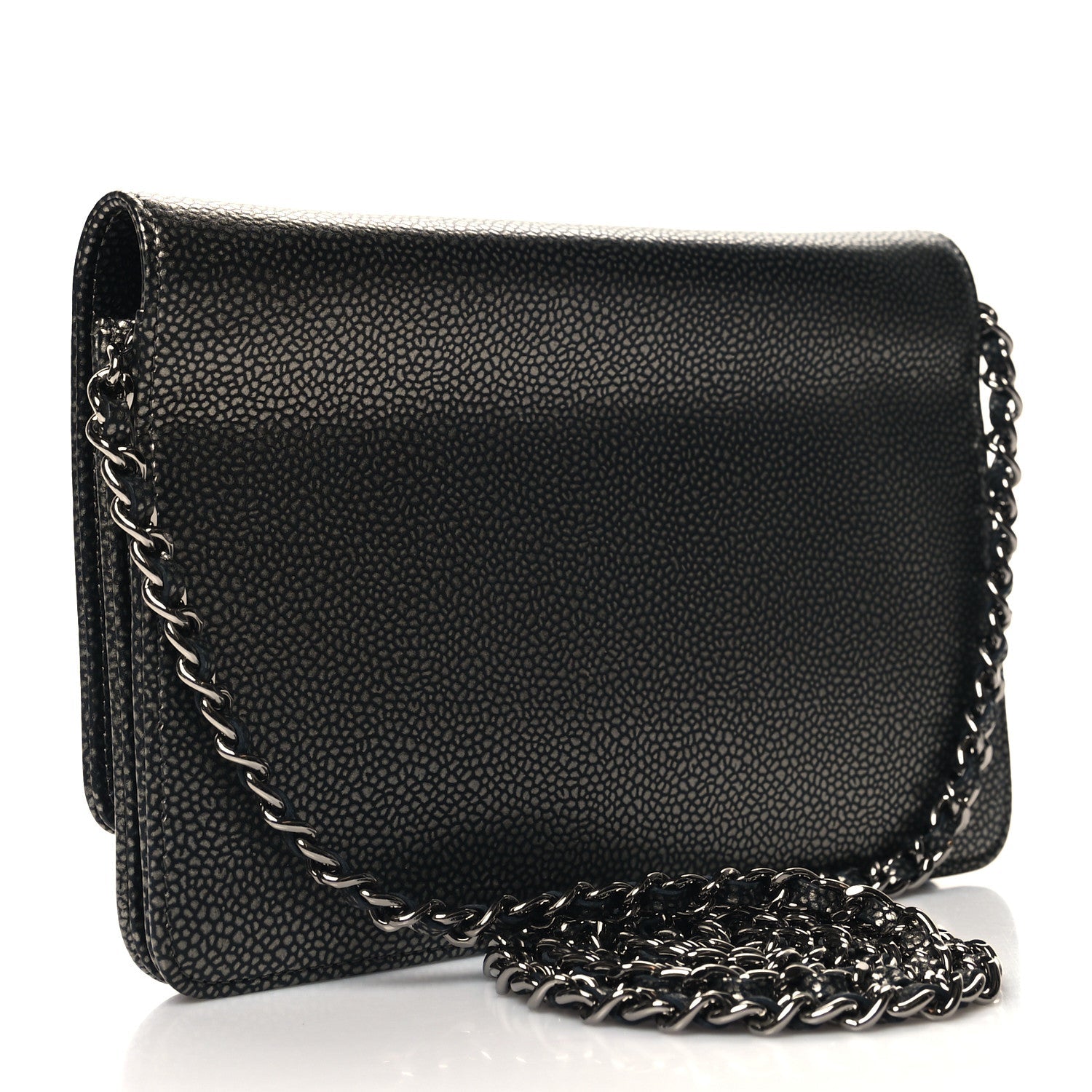 Metallic Caviar Timeless CC Wallet On Chain WOC Grey