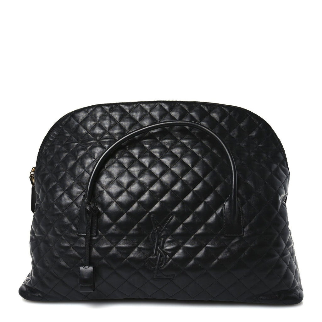 Calfskin Quilted ES Giant Travel Bag Black