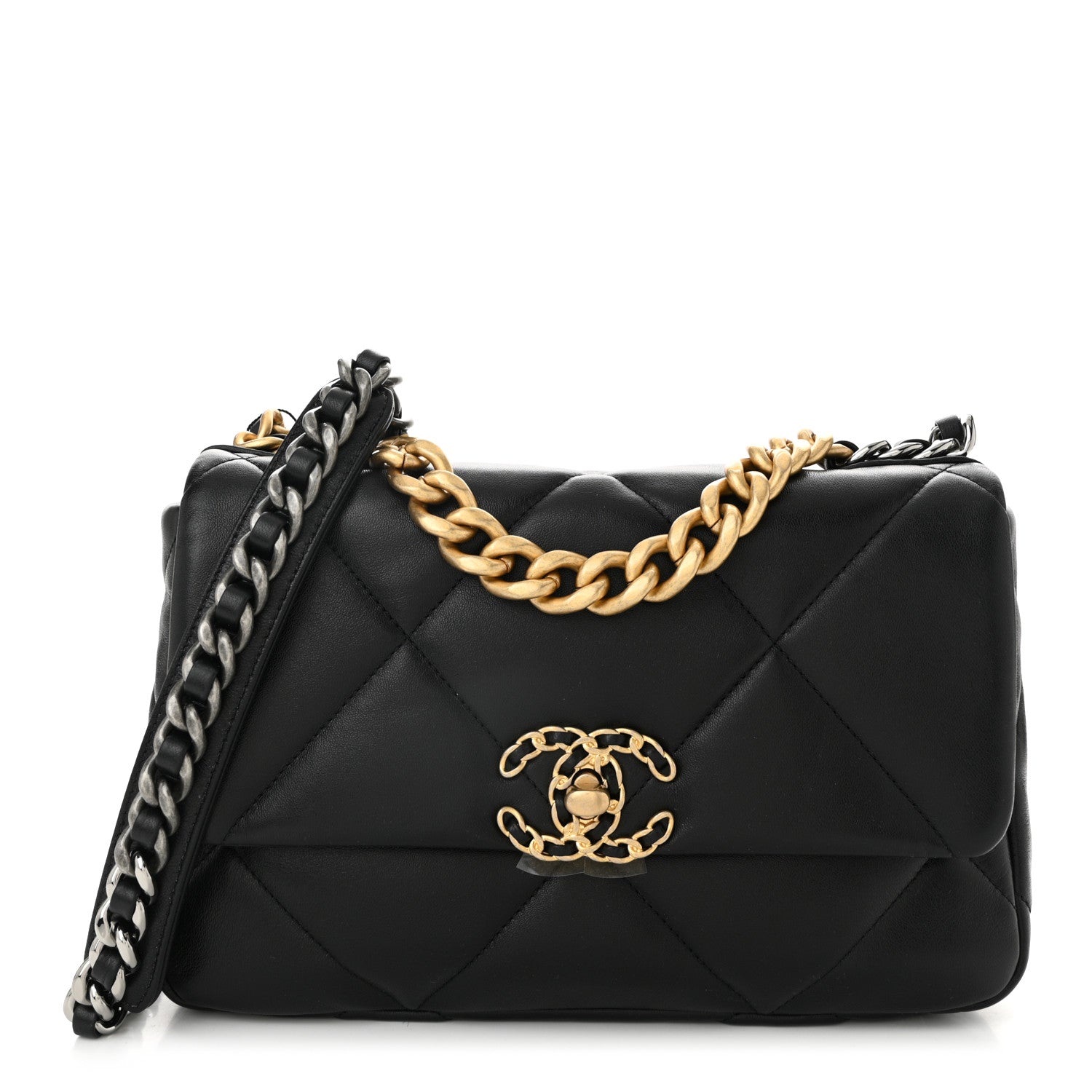 Lambskin Quilted Medium Chanel 19 Flap Black