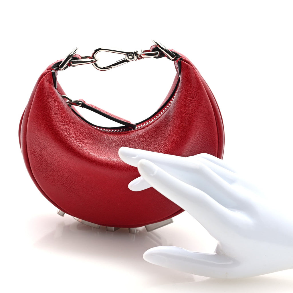 Vitello Grace New Matte Nano Fendigraphy Hobo Charm Scarlet Sage