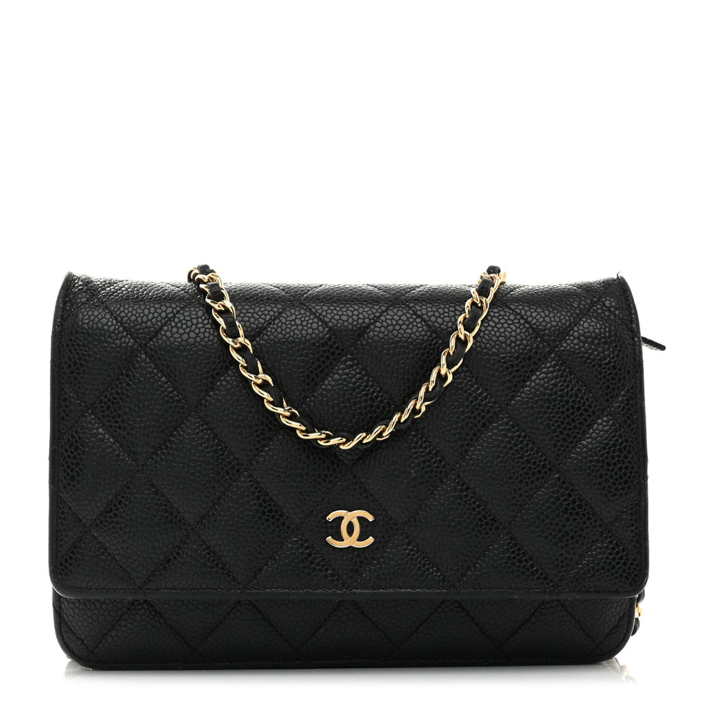 Caviar Quilted Wallet On Chain WOC Black