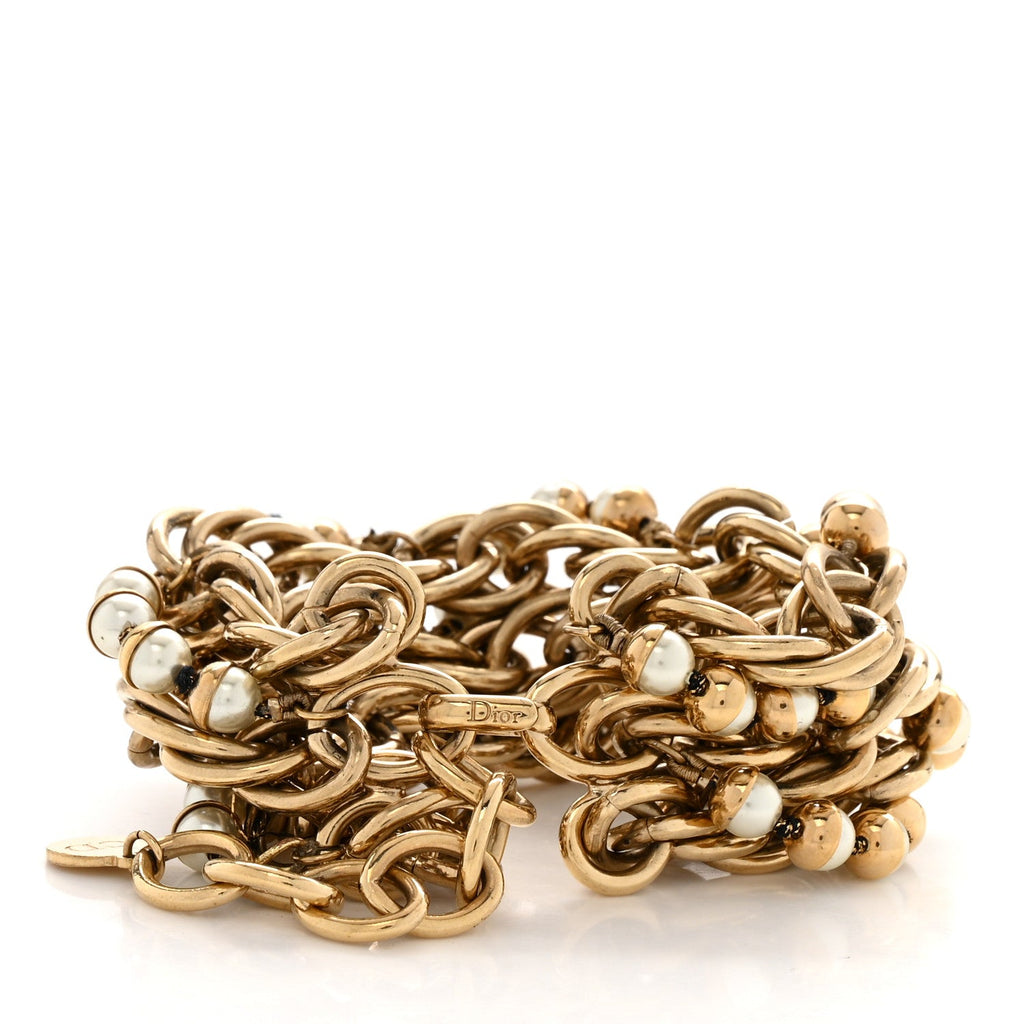 Metal Pearl Multi Strand Bracelet