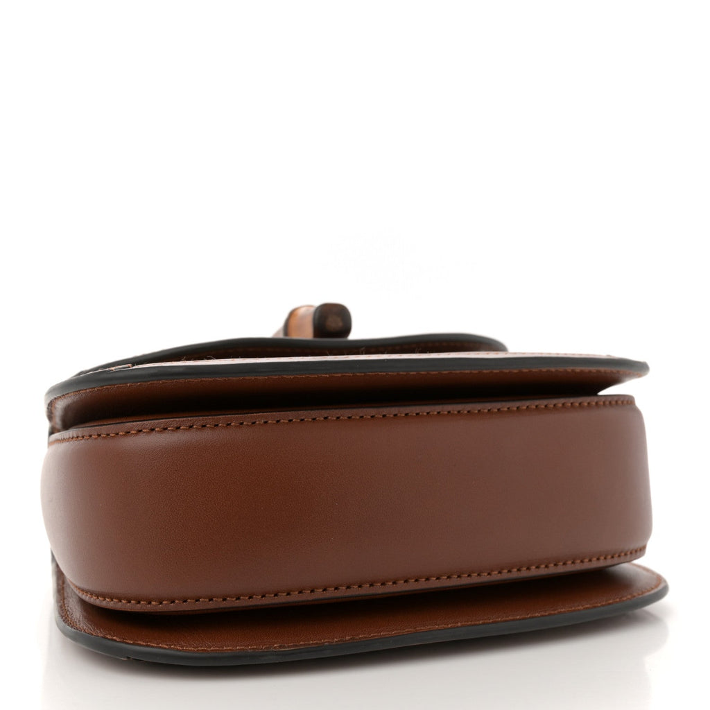 New Canvas Charisma Calfskin Crystal GG Monogram Small Bamboo 1947 Top Handle Bag Camel Ebony