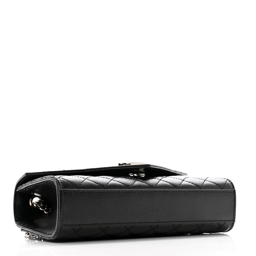 Grain De Poudre Textured Mixed Matelasse Triquilt Small Monogram Satchel Black