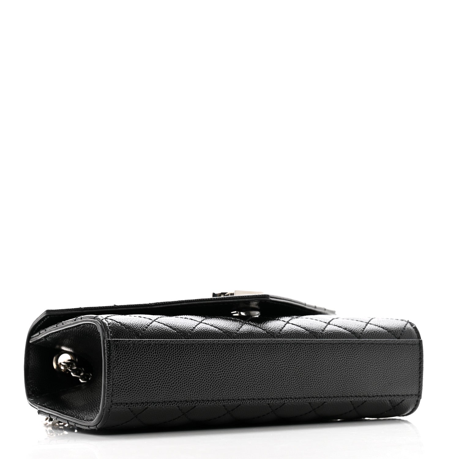 Grain De Poudre Textured Mixed Matelasse Triquilt Small Monogram Satchel Black
