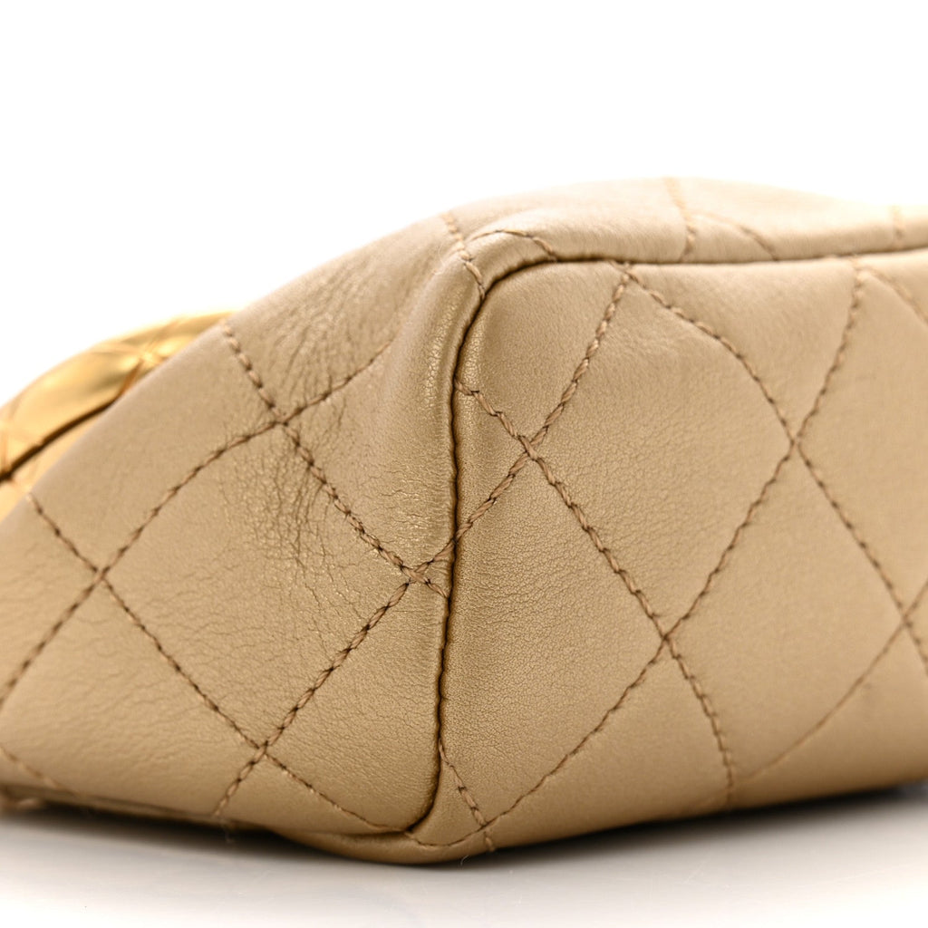 Metallic Lambskin Quilted Micro My Crush Bag Gold