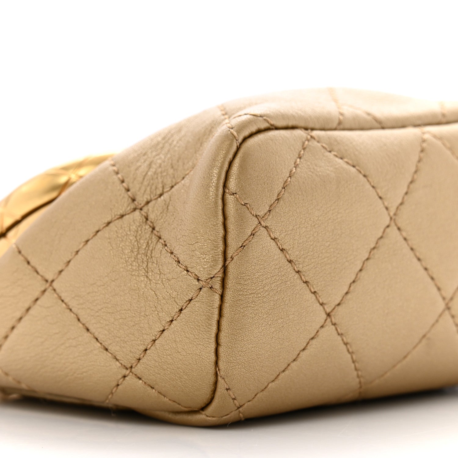 Metallic Lambskin Quilted Micro My Crush Bag Gold