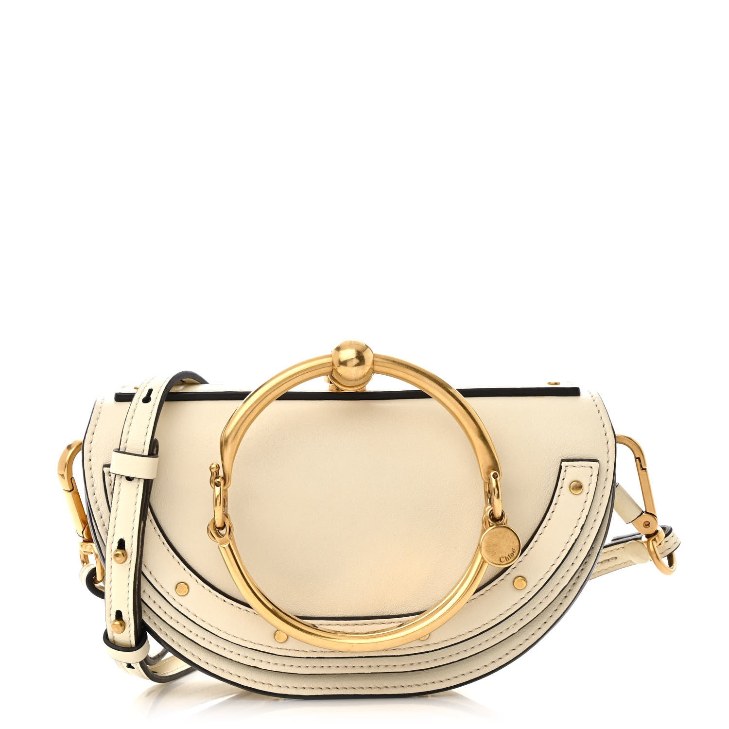 Calfskin Small Nile Bracelet Minaudiere Bag Off White