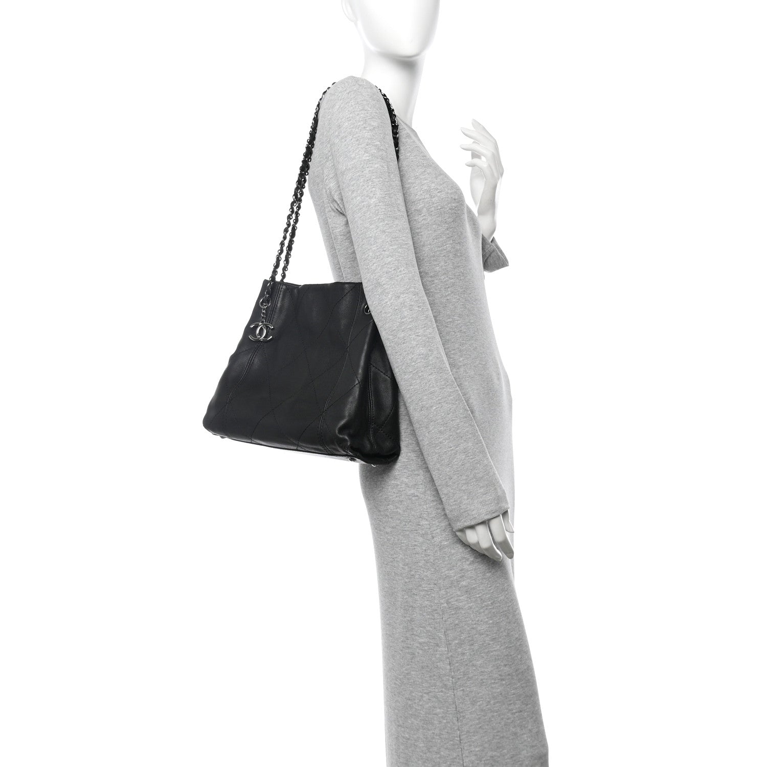 Lambskin Quilted Small Soft Touch Shoulder Bag Black