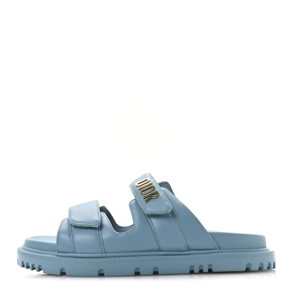 Lambskin Dioract 10mm Slide Sandals 37.5 Dusty Sky